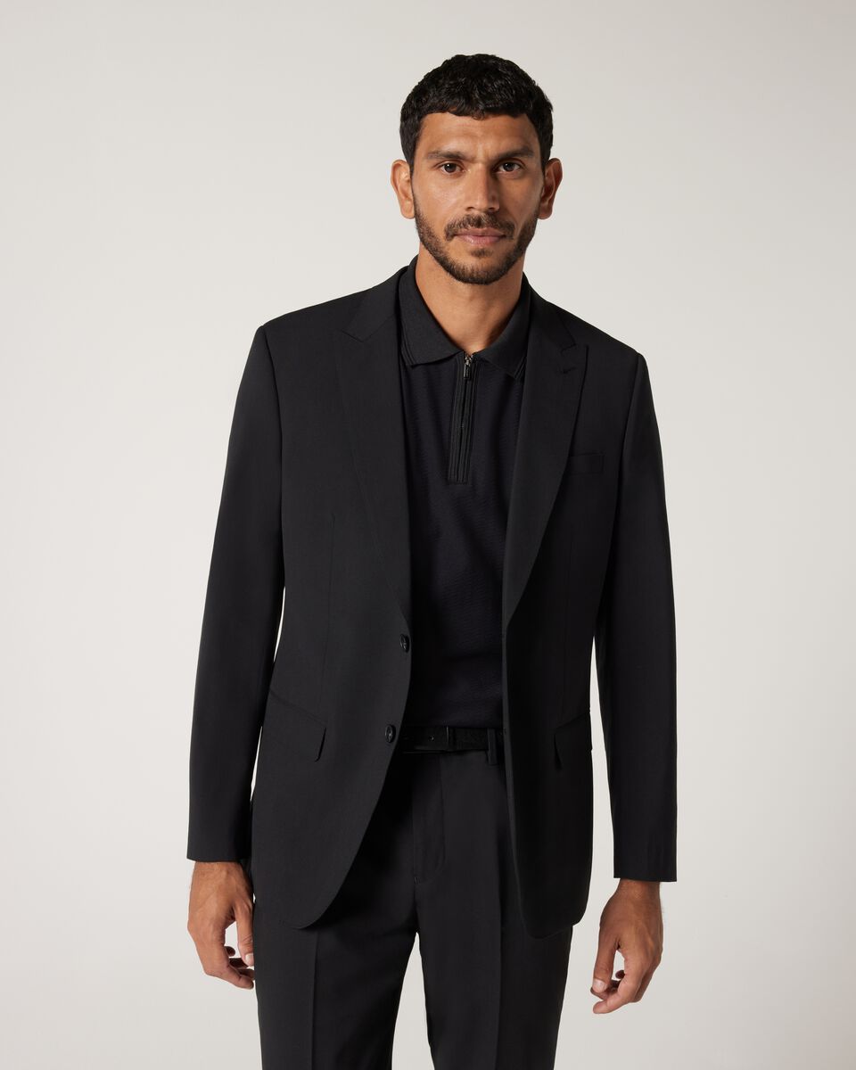 Wool Blend Regular Stretch Premium Tailored Jacket, Black Wool Blend Regular Stretch Premium Tailored Jacket, Black, hi-res
